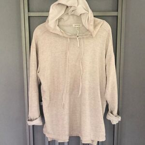 Max Studio ￼ Oatmeal colored hoodie, long sleeve knit top sweatshirt, size M